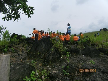 2014 Students at mt Cameroon[the village of Bakingile] where the last eruption occured4.JPG